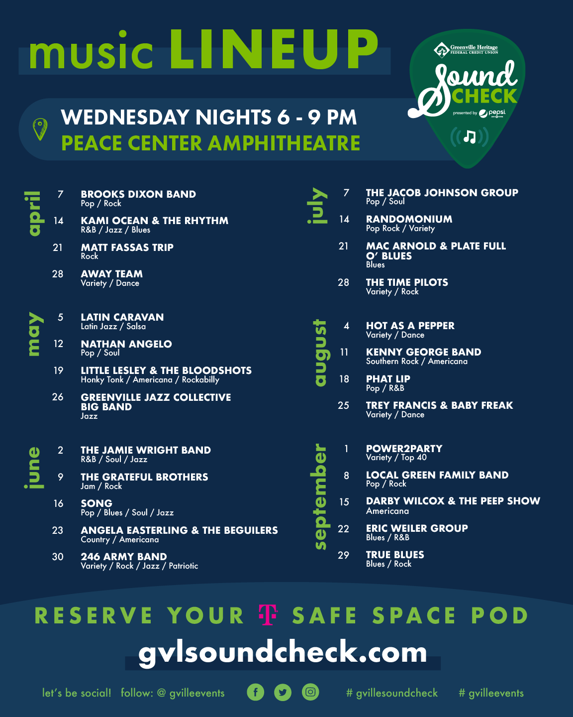 Greenville Sound Check concert schedule